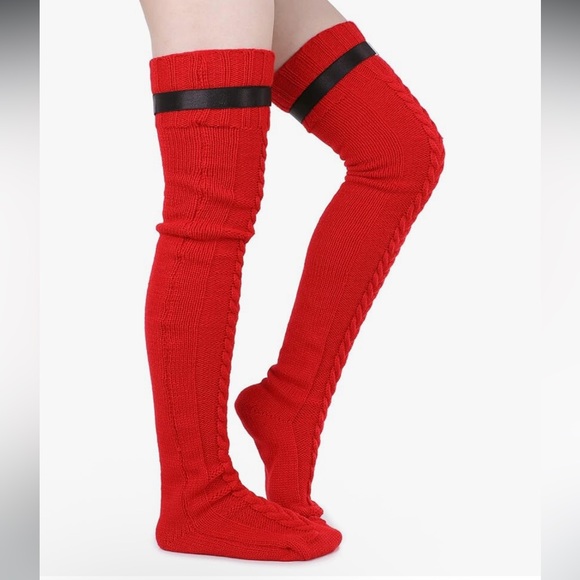 Women Thigh High Stockings Cable Knit Boot Socks Long Over the Knee Leg Warmers - Picture 3 of 9
